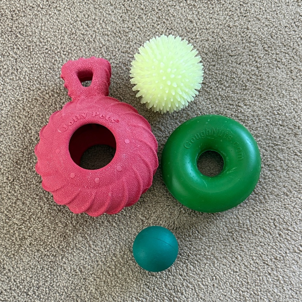 Durable Dog Chew & Fetch Toy Set - Pink, Green, Yellow
